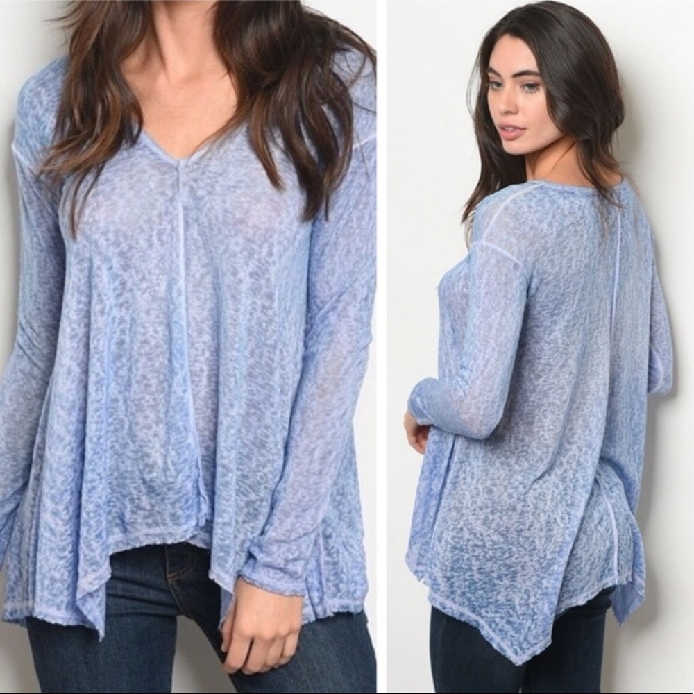 Blue Sheer Long Sleeve Top